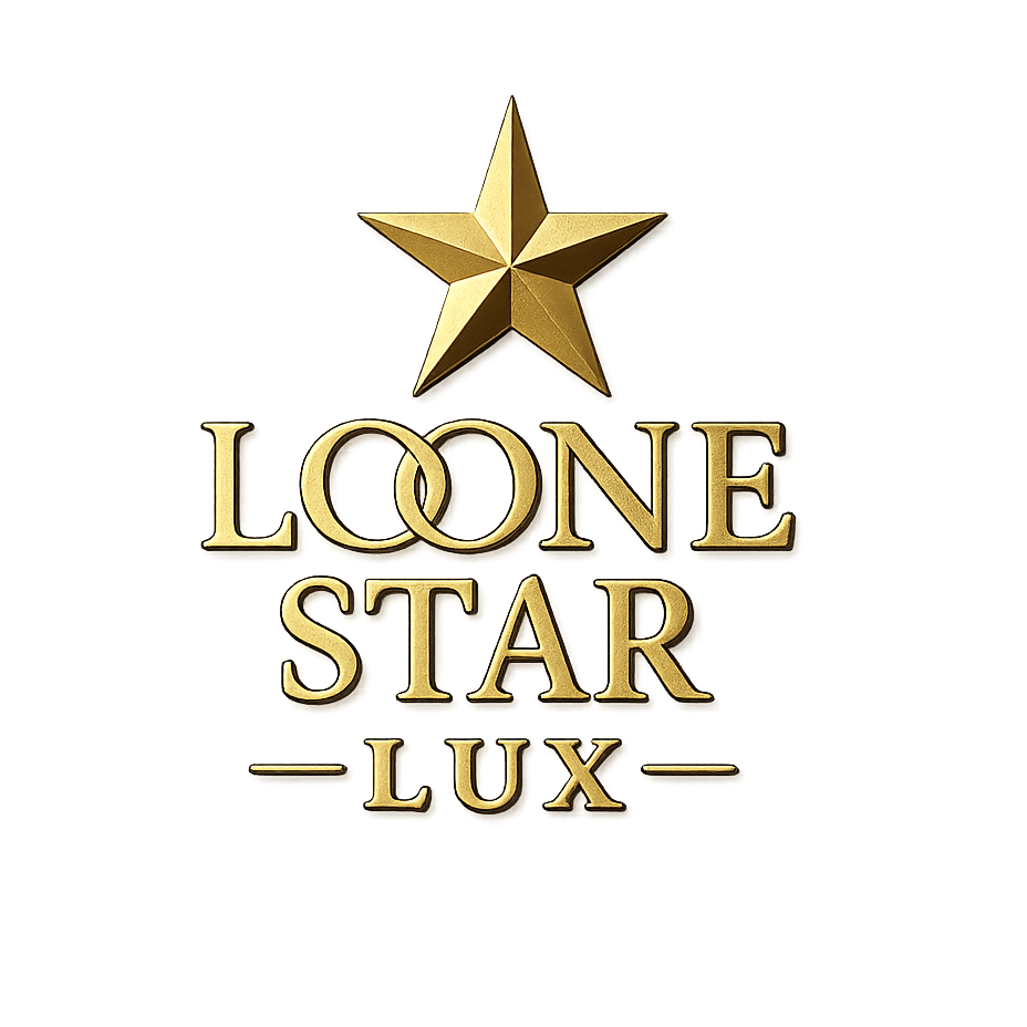 Loone Star Lux logo featuring a gold star emblem and elegant gold lettering on a light background.